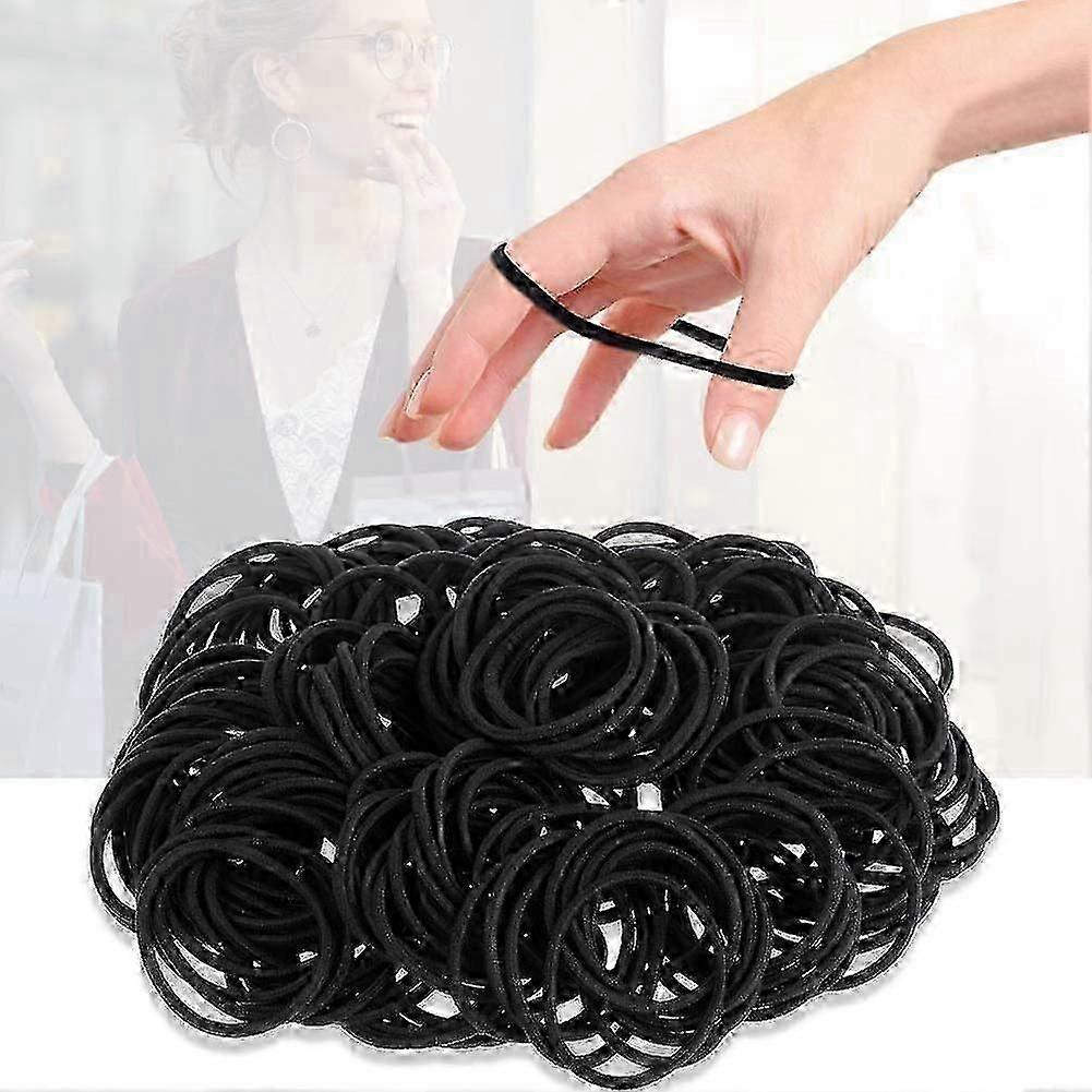120 Black Hair Ties for Thick and Curly Hair, Strong Hold Ponytail Bands for Women and Men, 4mm Width