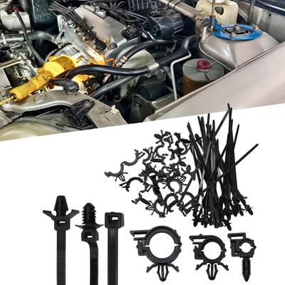 45Pcs Universal Push Mount Cable Zip Tie With Car Wire Routing Clips For Car Corrugated Pipe Fastener Clamp Clips