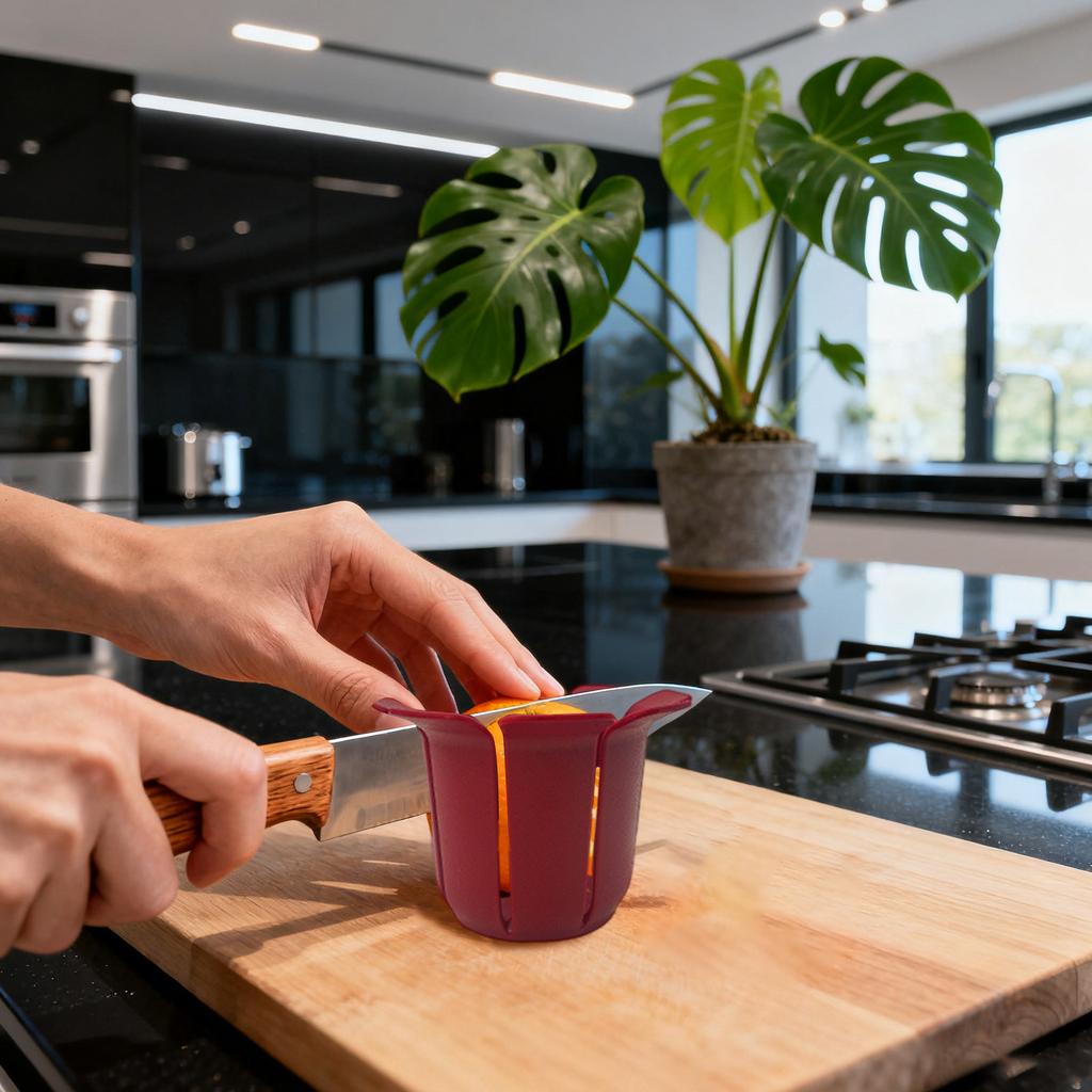 Fruit Helper - 3 Sizes Anti-Cut Fruit Cutting Protector, Safe Kitchen Tool For Slicing Orange, , Banana, Strawberry & More