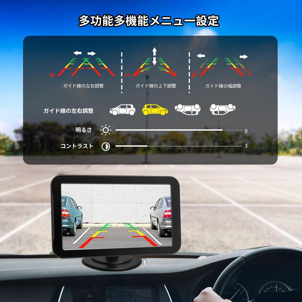 AHD backup camera monitor vision wide DIY normal mirror image no drilling two types of power supply easy to install even for parking assistance
