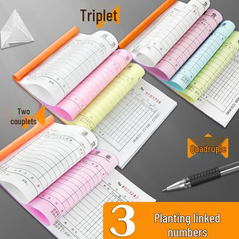 Multi-Part Delivery Note & Sales Invoice Book - Thickened Two, Three, or Four-Part Forms for Handwritten Receipts