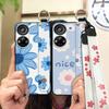 Anti-dust Wristband Phone Case For ZTE Blade V40S/Axon40 SE Flower Durable Fashion Design Ring Back Cover Silicone