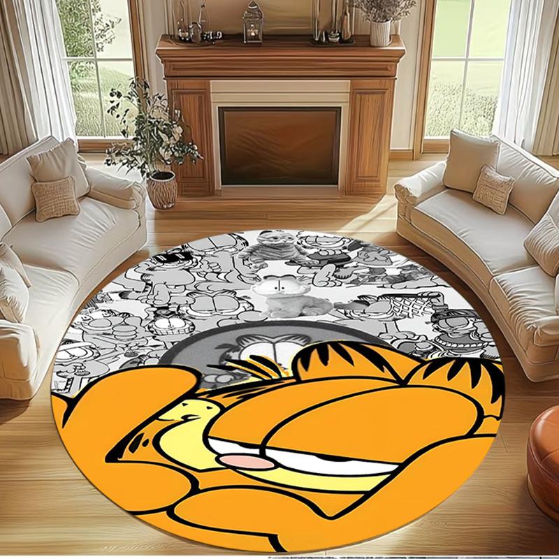 Garfield Print Round Rug, Washable Floor Carpet, For Entryway Dorm Laundry Room Office Study, Home Decor Birthday Christmas Gift