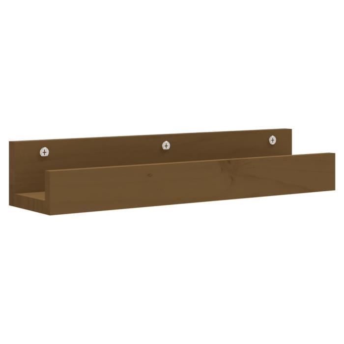 823587 vidaXL Étagères murales 2 pcs Marron miel 50x12x9cm Bois de pin massif