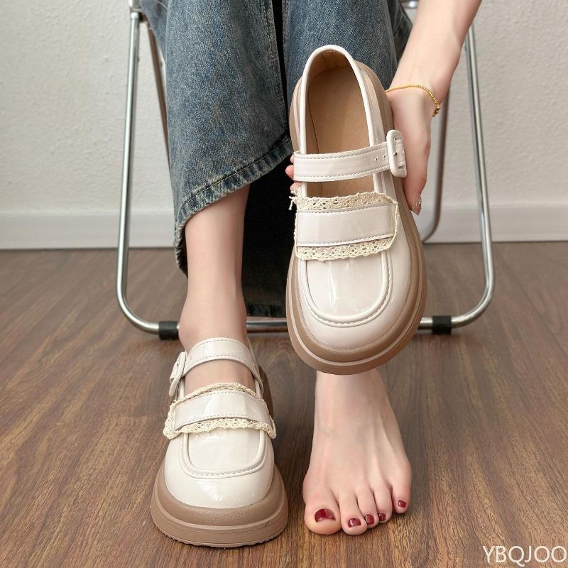 Fashionable Thick soled Single Shoes for Women in Spring  Autumn Versatile Retro simple comfortable Anti slip niche Single Shoes