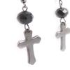 Les Trésors De Lily [J8128] - Black Gray 'Cross' Designer Earrings