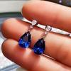 Royal Blue Zircon Oval Earrings Fashionable High-End Design Accessories for Banquets Personalized Simple Zircon