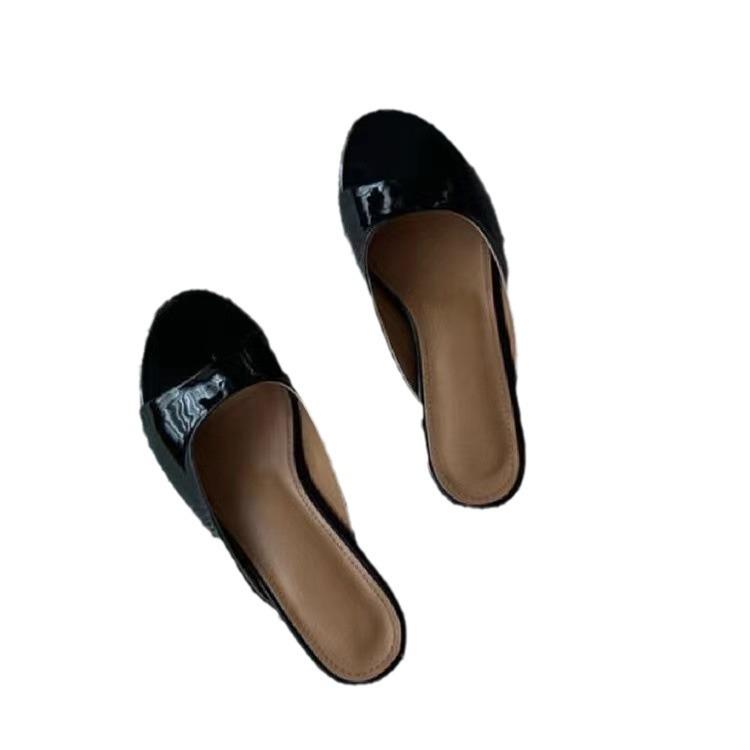 Leder Koreanische Version Temperament Zehenkneifer Stiletto Kitten Heel Sandalen Damen Sommer Neu Runde Spitze Offene Zehen Niedriger Absatz Ausgehen Coole Pantoletten