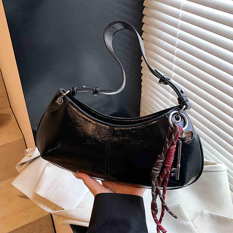 Persalized Red Underarm Bag Korean Ins Simple Solid Color Versatile Handbags New Elegant Female Commuter Party Shoulder Bags