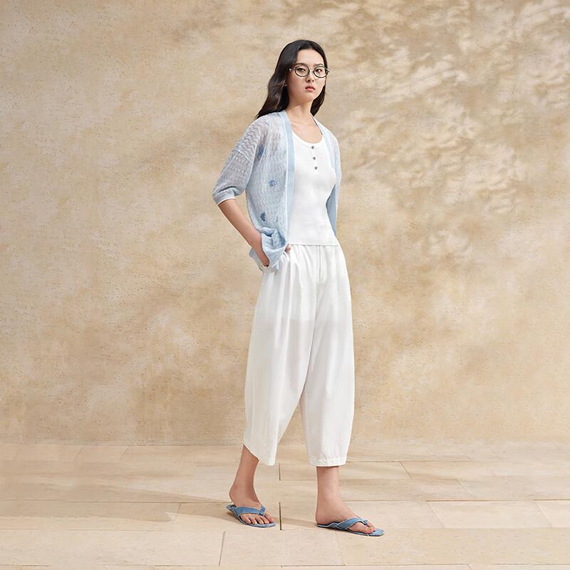 broadcast Women's Textured Embroidered Short Sleeve Cardigan