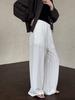 LUXI Women's Tencel Linen Elastic Waist Wide-Leg Summer Pants