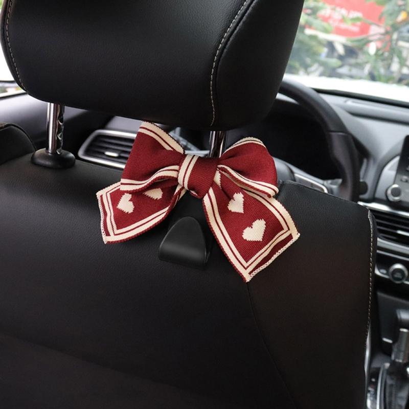 Universal Lovely Bowknot Car Hooks Back Vehicle Headrest Organizers Storage Stylish & Practical Accessories ABS Hook
