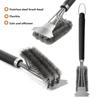 BBQ Grill Cleaning Brush Scraper Barbecue Duty Cleaner Kit Stainless Steel Bristles Cooking Tools Charcoal Cleaner With Spatula