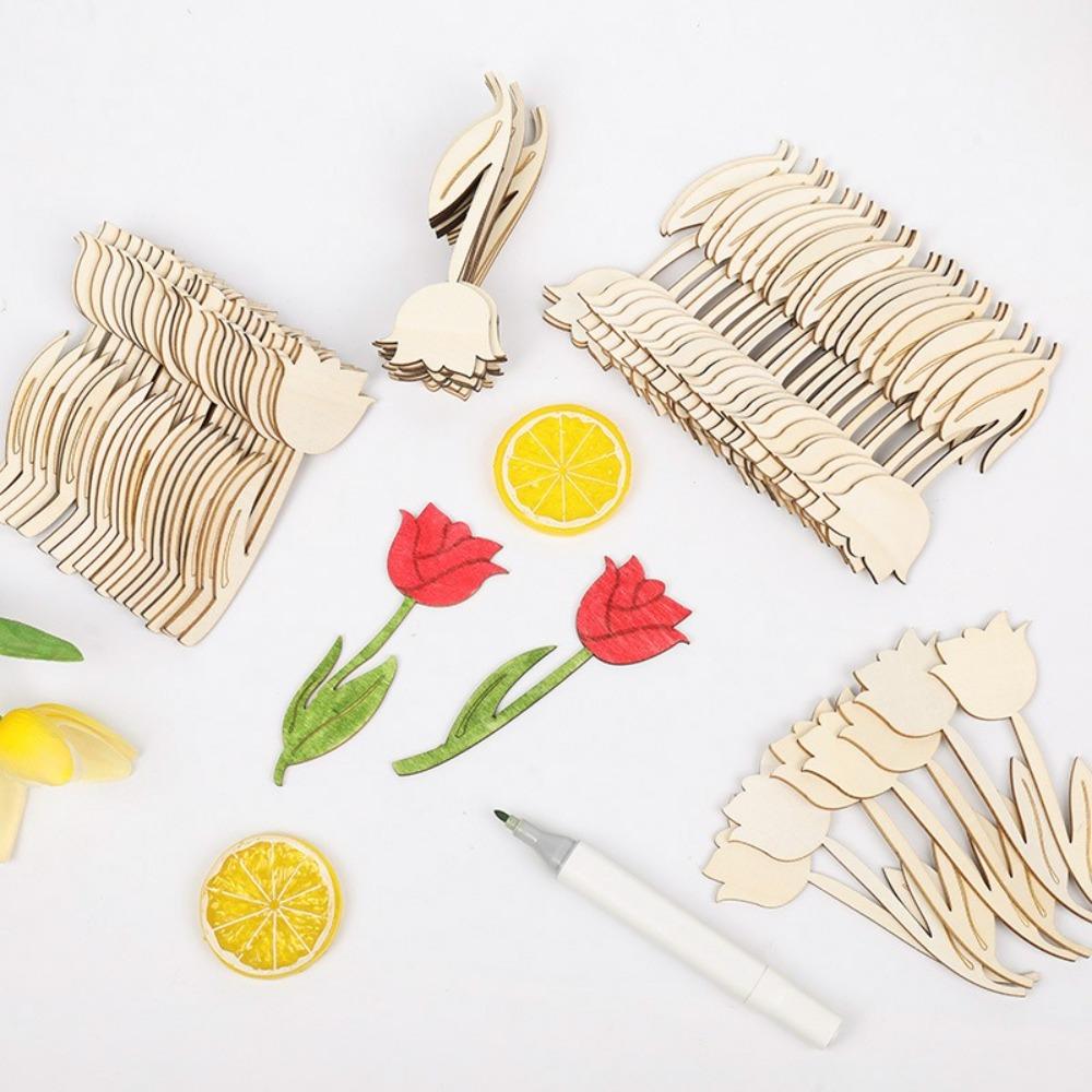 24pcs Blank Rose DIY Painting Crafts Unfinished Flower Graffiti Toys  Christmas Party Decoration