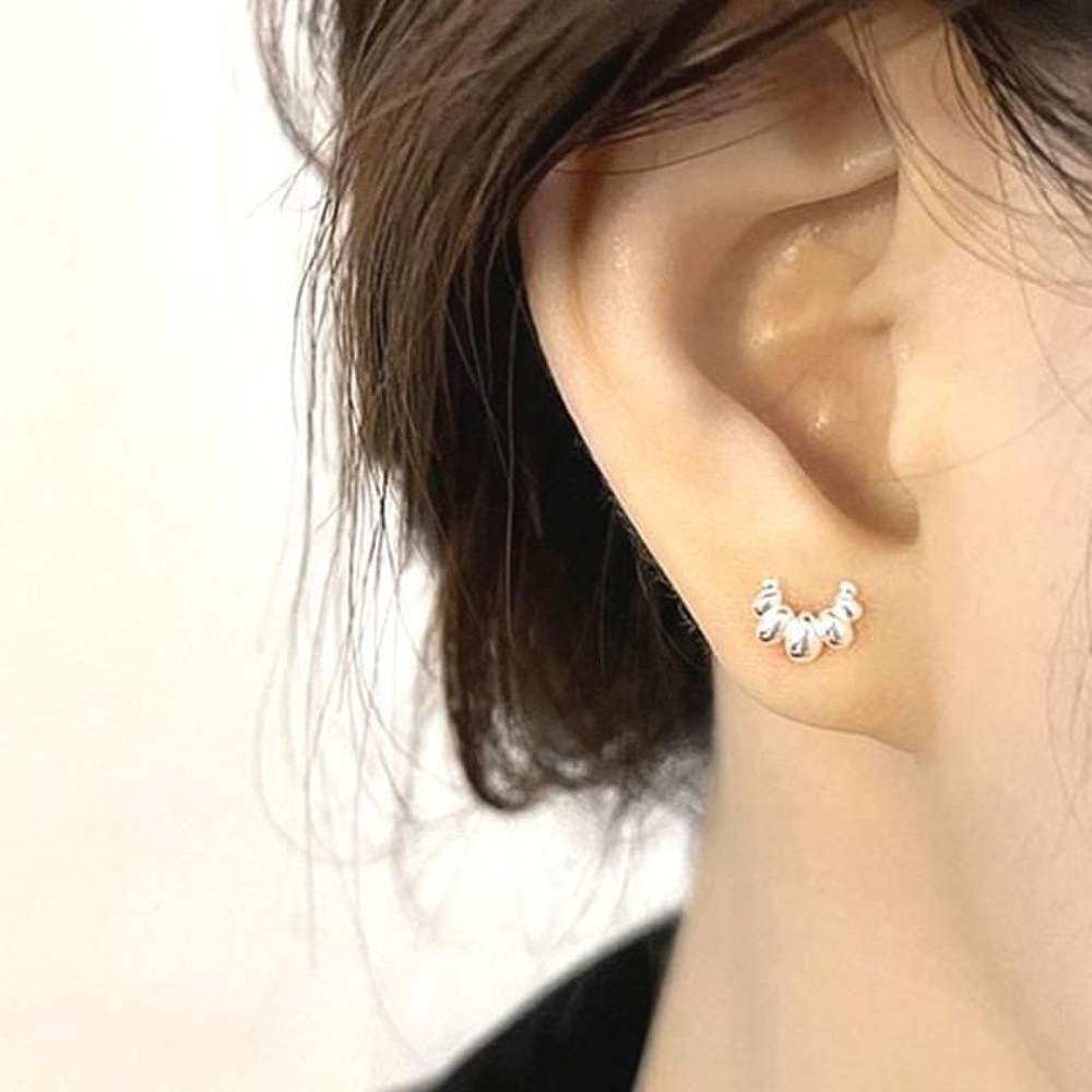 

Mini Silver Piercing Earrings Daily Accessory Set