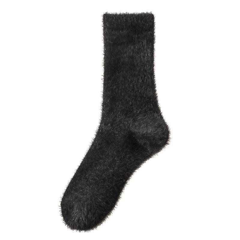 

Men s Autumn and Winter Thickened and Warm Mink Fleece Mid-calf Socks Business Socks 1 pair чёрный