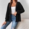 Autumn and Winter Striped Coat, Simple and Casual Solid-color Cardigan, Long-sleeved Women's Top