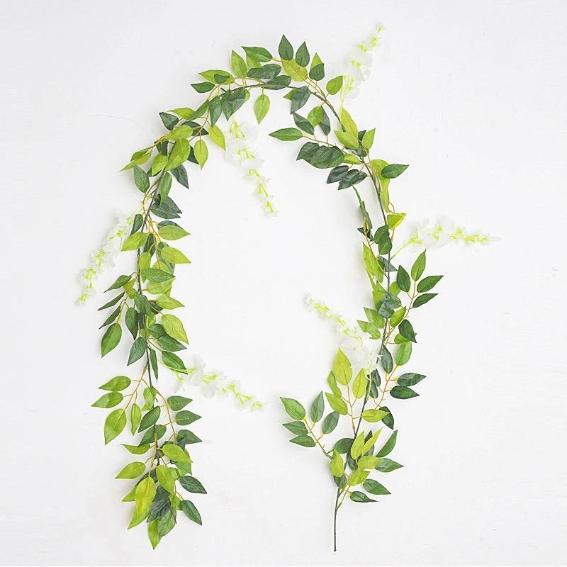 2M Girlande Ranke Seide Hängende Blume Künstliche Glyzinienblüten für Zuhause Garten Außen Zeremonie Hochzeitsbogen Blumendekoration