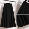 DIMANAF 2025 Plus Size Summer Elastic Skirts High Waist Casual Women Loose Long Skirt Pleated Fashion Vintage Maxi