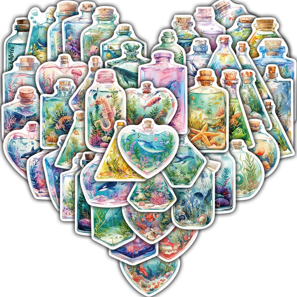 50PCS The World In A Bottle Underwater World Sticker Decorative Creative Laptop Bicycle Skateboard Phone Art Motorcycle Sticker