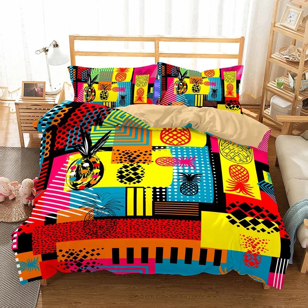 

Dropship Duvet Cover Sets 3D Printed Fruit Pineapple Bedroom Set Queen Bedding Set Ainforests Bed Linens King Size High Quality EU Single(135*200cm)3pcs