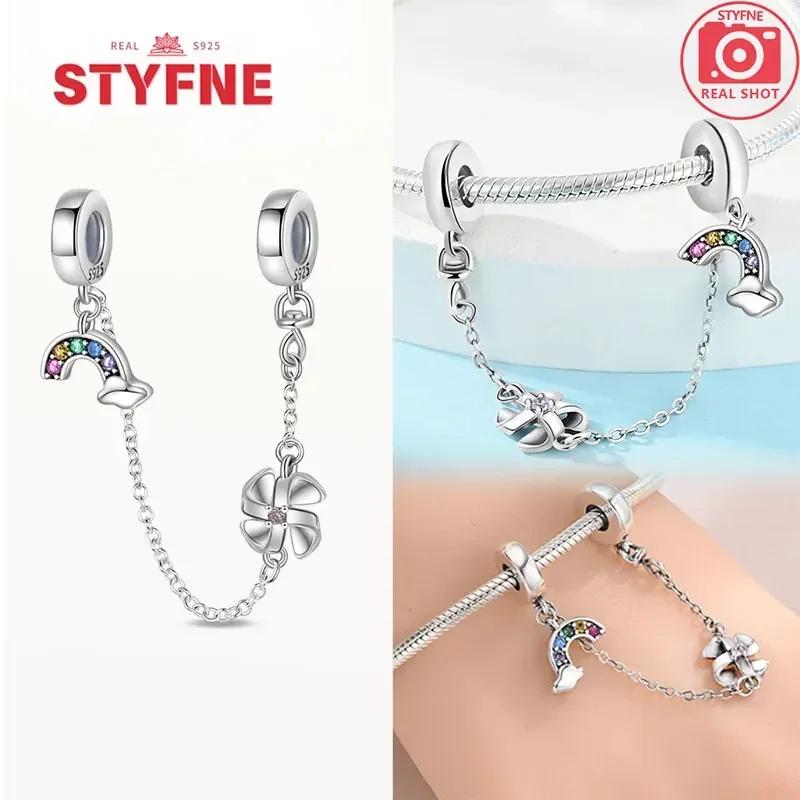 Coração Estrela de Cobre e Flor da Lua Corrente de Segurança para Mulheres Joia Fina Usável Presente Pulseira Original Contas DIY