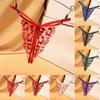 Erotic Panties Ladies Crotchless Thongs Adjustable Low Waist Sexy Embroidered Crotch Openning G-String See-Through Mesh Hollow