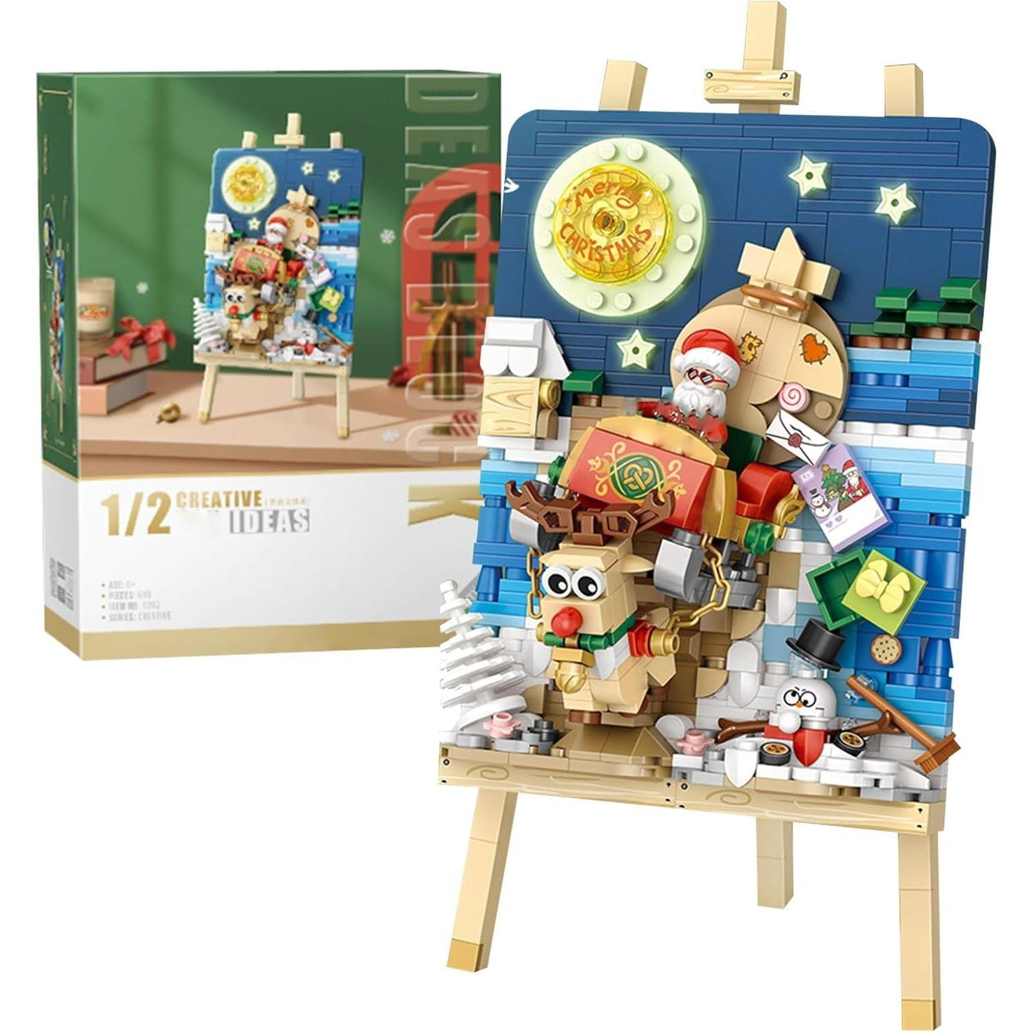 Building Blocks Christmas 3D Painting Model Set,Simulation Particle Stereograph Collection Construction Building Bricks Toy,Home Decor,14+(Sledge) Z1