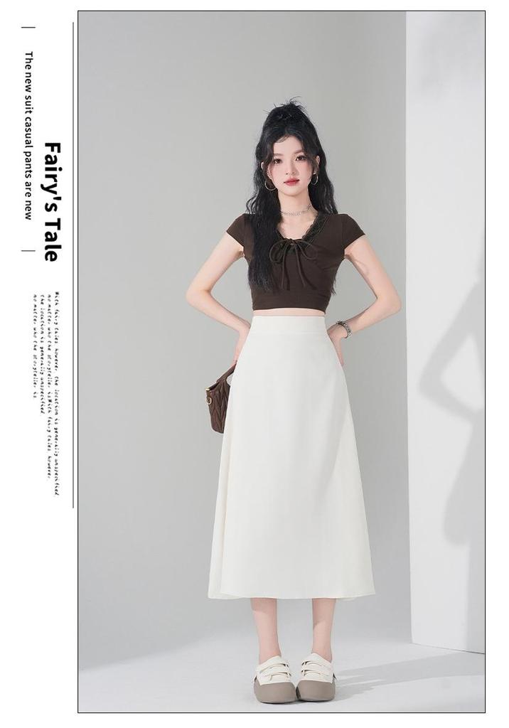 Plus Size Korean Style Slimming Black Skirt - Thin Material, Versatile, Solid Color, Spring/Summer