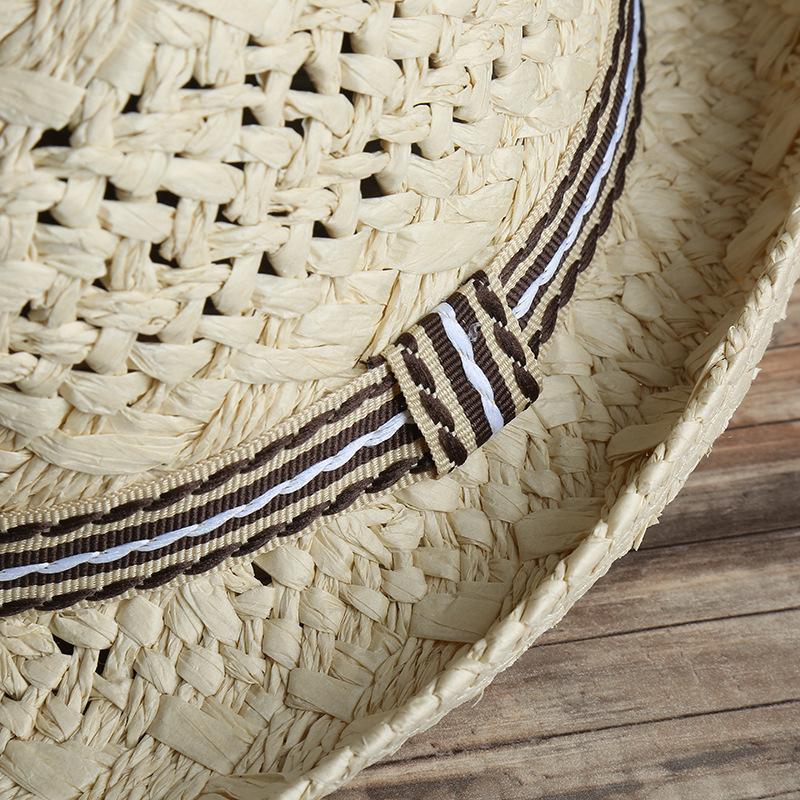 Summer travel men's straw hats, hand-woven outdoor visors, beach hats, breathable parent-child hats manufacturers