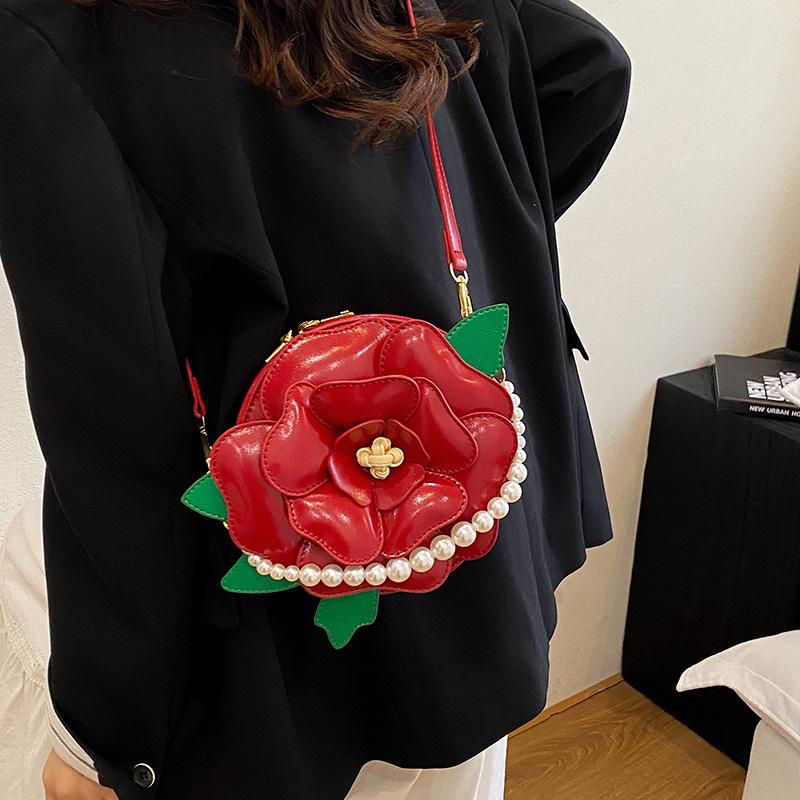 Women's Bag 2025 New Summer Small Fresh Literary Flower Dinner Bag Sweet and Cute Crossbody Small Round Bag Tide