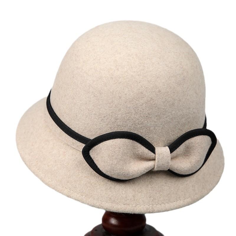 Pure Wool Thousand Gold Wind Elegant Fisherman Hat Children Autumn and Winter Temperament Basin Hat Retro Top Hat