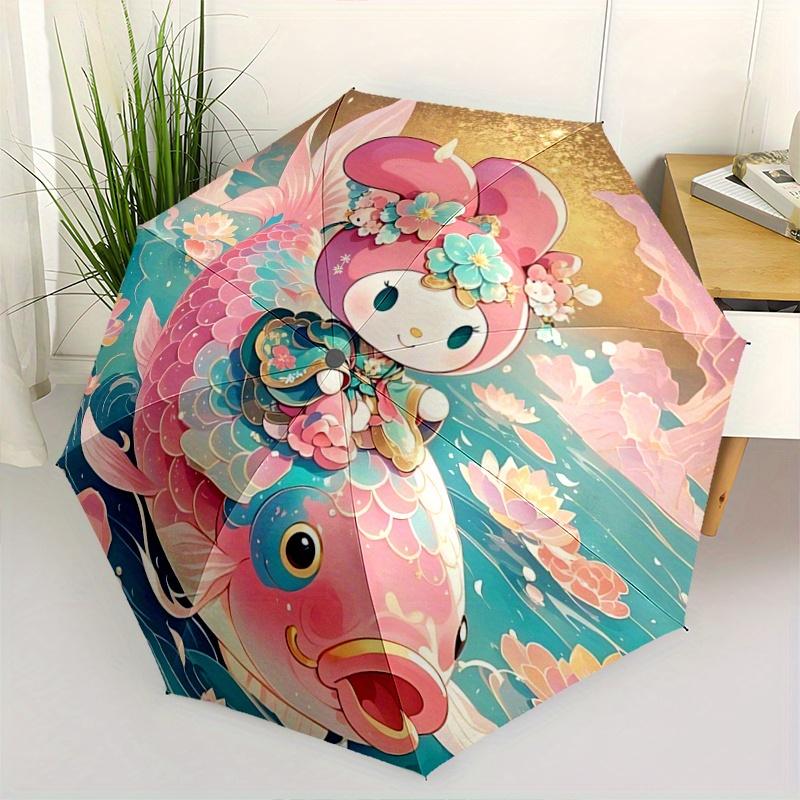 

1pc Carp and My Melody Automatic Opening and Closing Umbrella - Lightweight 3-Fold Design, Suitable for Fans, Travel, Daily Use - Official Product, In