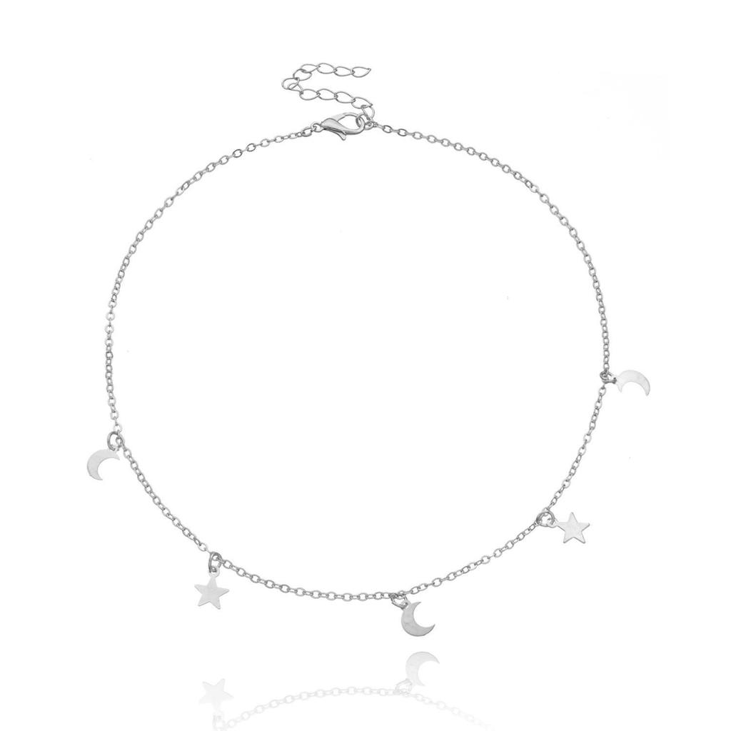 Europa, Amerika, Trend Halbmond fünfzackiger Stern Anhänger Halskette Damen, heiß verkaufte Persönlichkeit Temperament Artikel