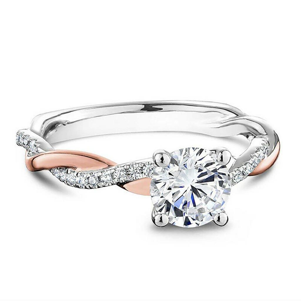 Fashion Ol Ring Women's Two Color  Set Round Zircon Engagement Ring