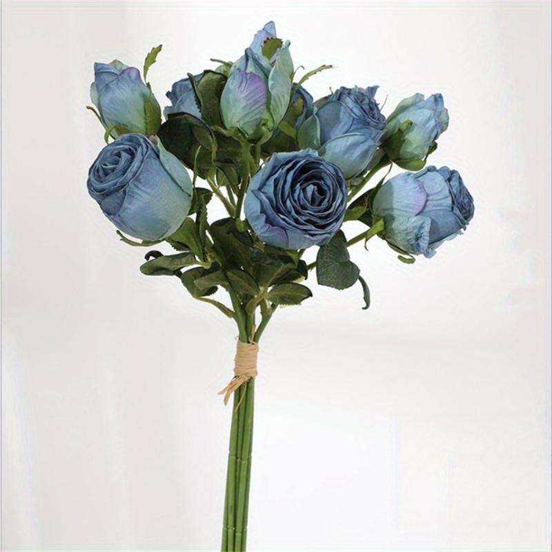 1Pc Multicolor Plastic 6-Stem Retro Burnt Edge Roses, Suitable for Wedding Party Decoration Home Decoration Potted Ornaments