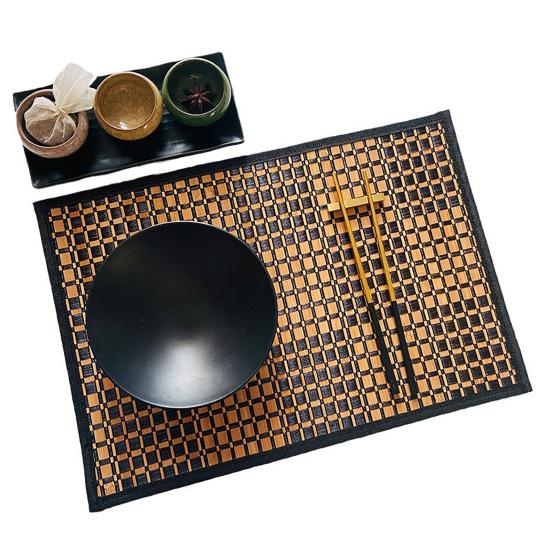 Bamboo Woven Placemat Retangle Shape Thickened Heat-Resistant Oil-Resistant Non-Slip Parties Weddings Banquets