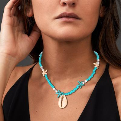 Pendentif Coquillage Étoile de Mer Collier Court Clavicule Url Courte Bohème Été Bijoux Collier Femme