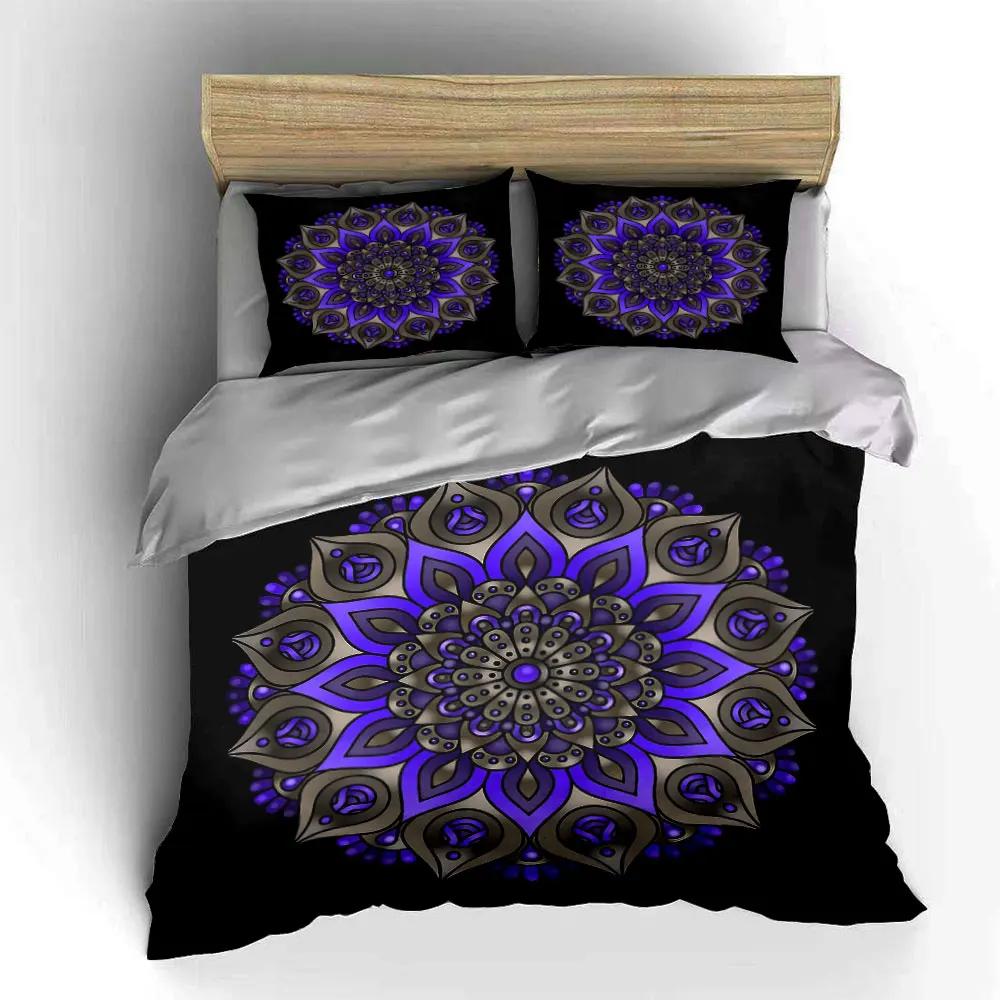 Mandala Kunst Dekor Set Weiche Bequeme Bettbezug Bettwäsche Set Enthalten 1*Bettbezug & 2*Kissenbezüge Geschenk