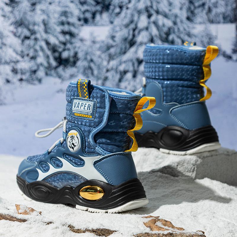 Children's cotton shoes outdoor mountaineering thermal sports shoes high-top cotton boots platform casual shoes velvet classmates