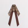 Women's Coffee Brown Plaid Bow Tie Brooch Collar Accessory S320