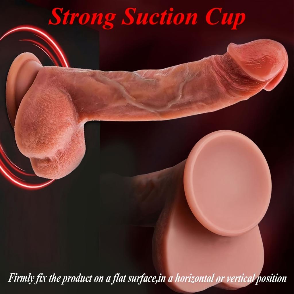 Female Simulation Dildo Strong Suction Cups with Balls Soft Simulation Dildo Adult Toys G-spot Stimulation, Suitable for Women Couples
