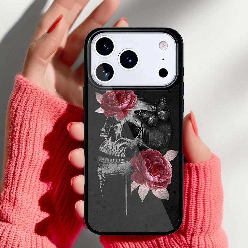 Skull And Rose Art Flower Phone Case for iPhone 17 Air 16e 15 14 13 Pro Max Back Cover for 12 11 Pro Coque