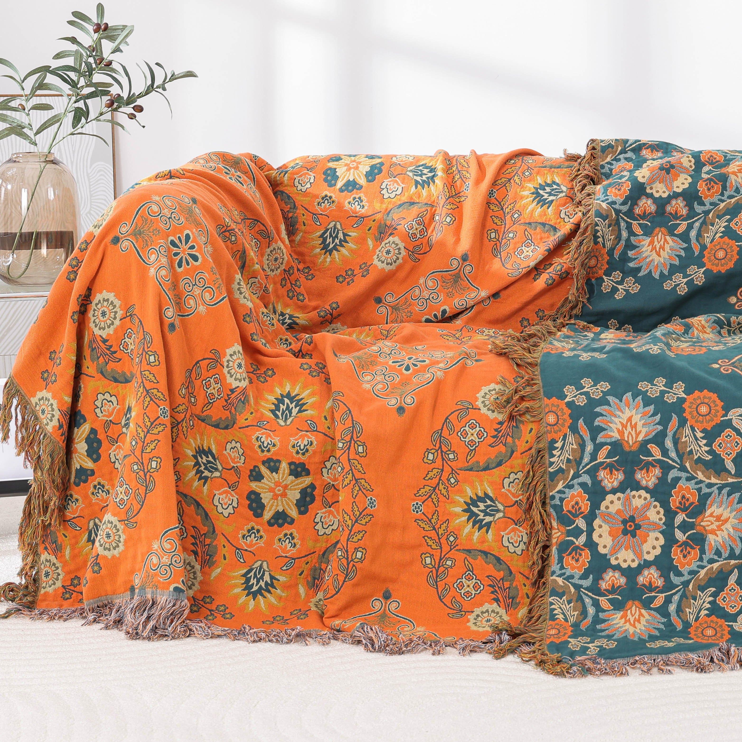 

1 шт. Богемский плед с цветочной кисточкой для дивана, Двустороннее сезонное одеяло для дивана, Летнее прохладное одеяло, Мягкое и удобное 200*230cm