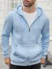 Men's Solid Color Floral Jacquard Zipper Hoodie Sweatshirt