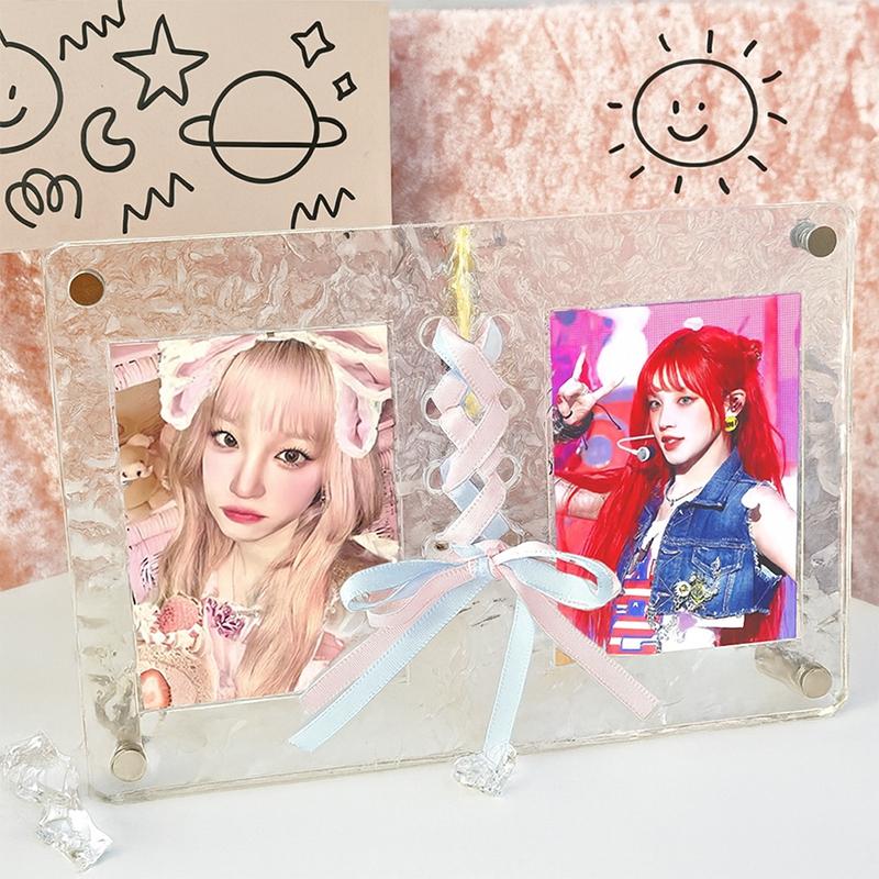 Ins Photo Frame Transparent Photocards Holder Water Ripple Acrylic Photo Frame Kpop Card Display Rack Stand Fans Gift