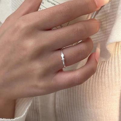 Sterling Silver Adjustable Fish Ring - Women's Korean Style, Versatile, Open Design, Trendy Ins Style Hand Jewelry