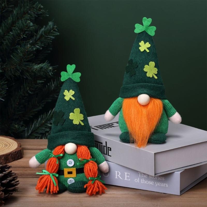 Patricks Day Decoration,Patricks Day Plush Gnomes Handmade Tomte Patricks Day Decorations for Home Office Table Ornament