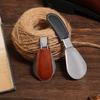 Portable Foldable Stainless Steel Shoehorn Compact Design with Faux Leather Handle For Seniors Travel And Home Use