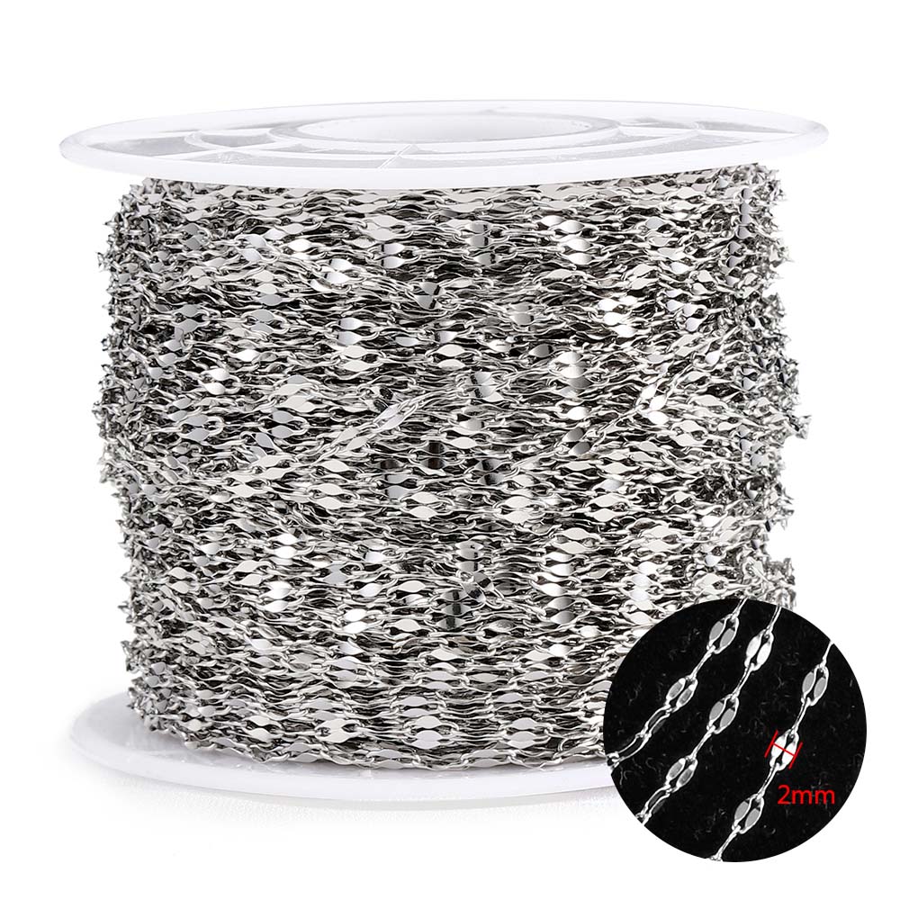 2M Stainless Steel Lips Chains Dia 2mm 2.5mm 3mm for DIY Necklace Bracelet Components Chain Wholesale Jewelry Making Accessories